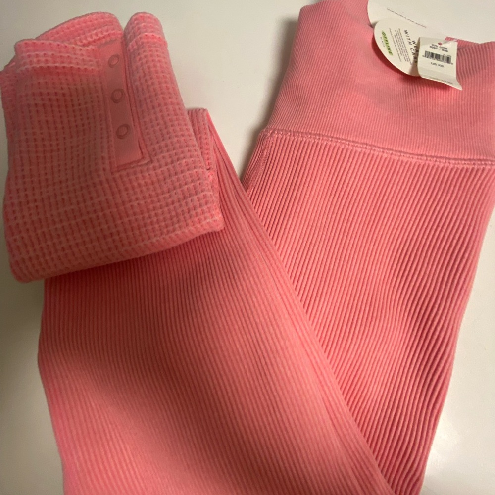 pink aerie leggings high-rise fit